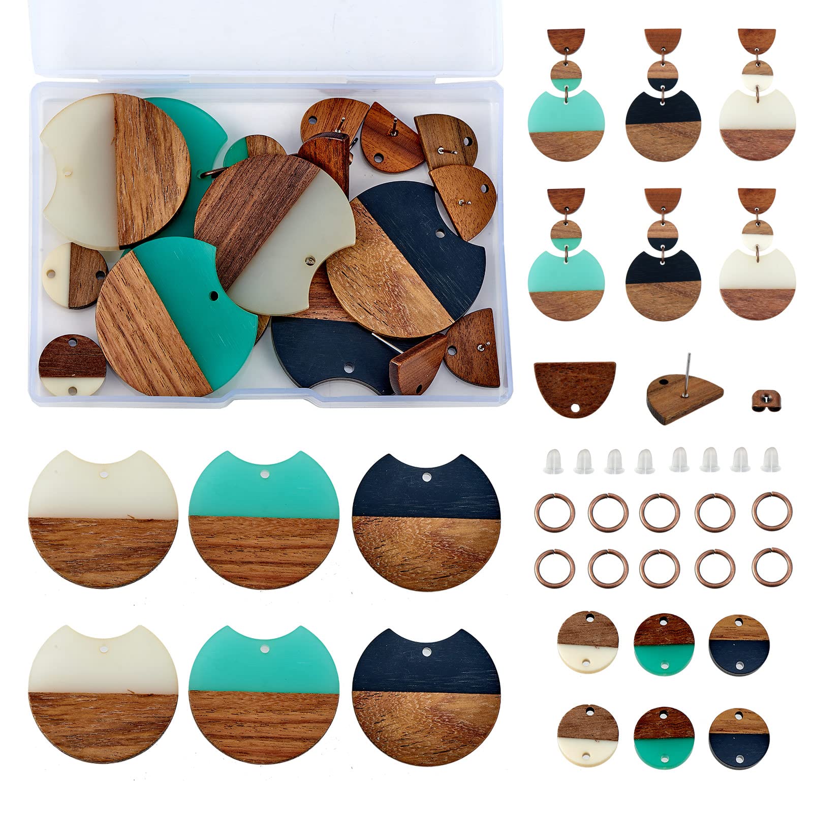 WEWAYSMILE 1 Box Earring Making Starter Kit, Wooden Drop Earrings Making Kit for Jewellery Repair and DIY Earring Making