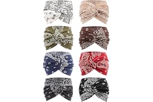DRESHOW 8 Pack Turban Headbands for Women Wide Vintage Head Wraps Knotted Cute Hair Band Accessories