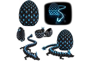 3D Printed Dragon Eggs 12inch with Dragon Inside, Articulated Crystal Dragon Set, Stress Relieving Home Decorations, Home Off