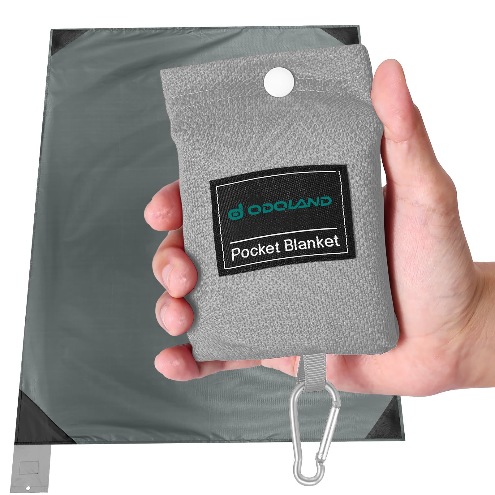 Odoland - Beach Mat - Nano Beach Blanket - Waterproof, Sand-Proof Picnic Mat - 110 x 160 cm - Portable and Lightweight for Camping, Picnics, Travel and Outdoor Events - Grey