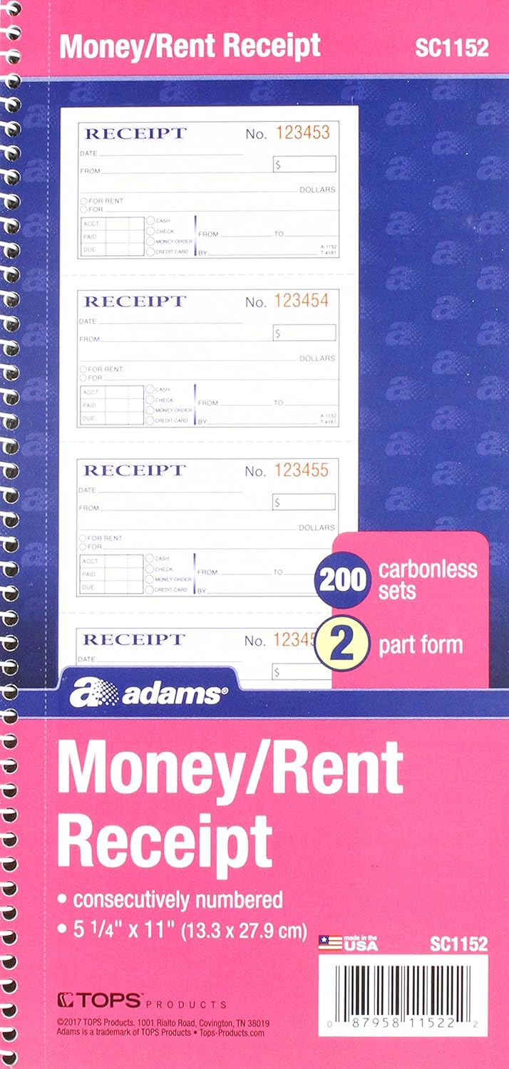 Amazon Com Adams Recordkeeping Blank Receipt Form
