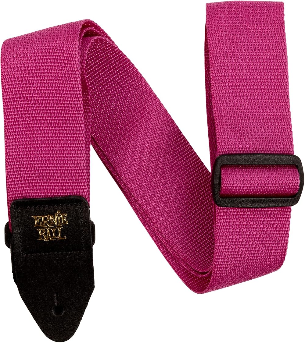 Ernie Ball Raspberry and Black Polypro Guitar Strap 2 inch Adjustable 41-72 in