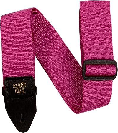 Ernie Ball Raspberry and Black Polypro Guitar Strap 2 inch Adjustable 41-72 in