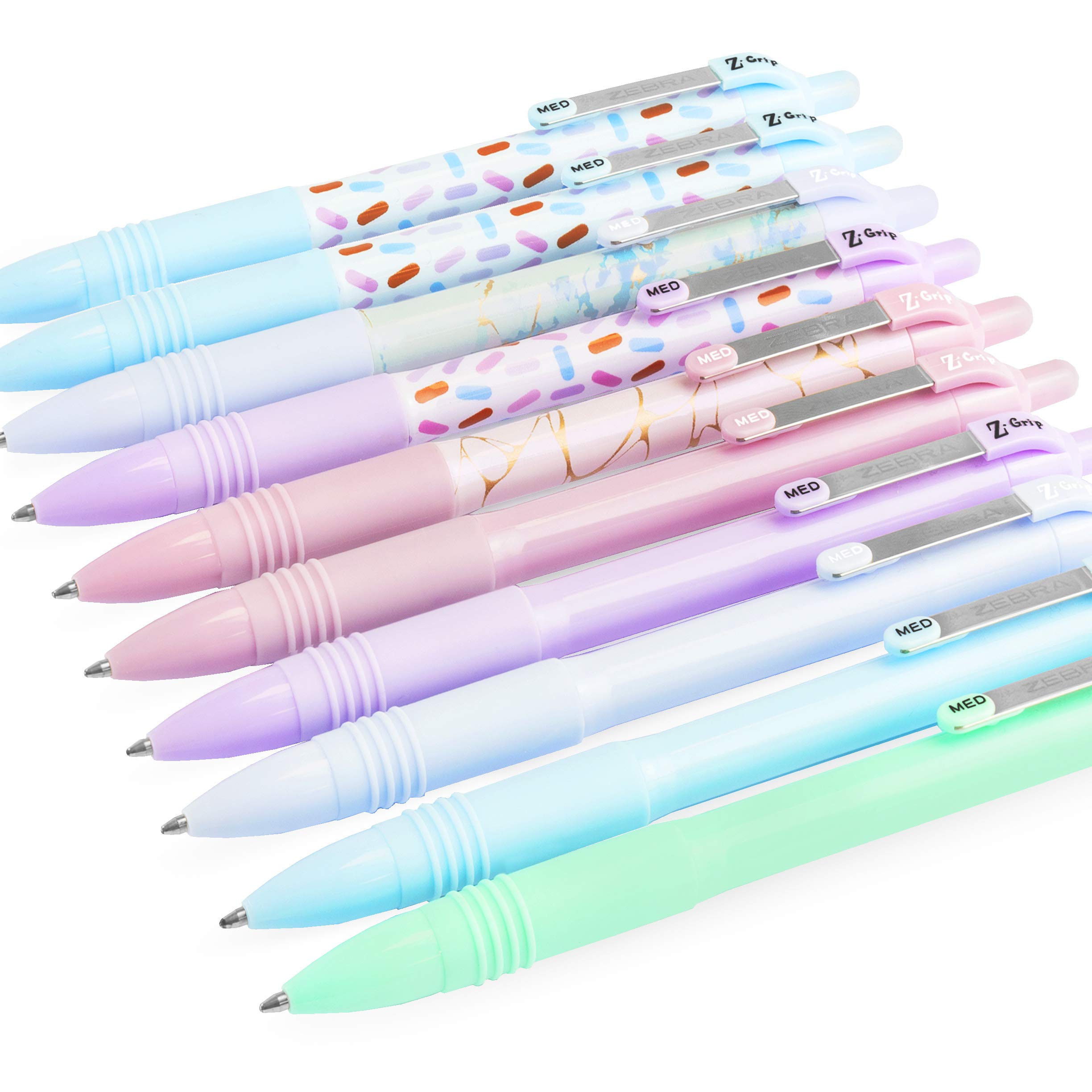 Zebra Z-Grip Smooth Sweetie/Blush Ballpoint Pen - 1.0mm - Black Ink - 1 of Each Barrel - Pack of 10