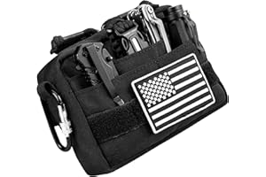 MOZETO Belt Pouches for Men, Water Resistant Small Belt Bag with USA Flag Patch, Pocket Organizer Storage EDC Gear for Work, Travel, Hiking