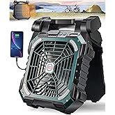 DUKUSEEK 10" Solar Power Camping Fan with 8.5W/7V Solar Panel, 10400mAh Battery Operated Portable Fans, 90° Adjustable Desk Fan, Rechargeable USB Powered Personal Cooler with Light for Picnic Fishinig