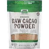 NOW Foods, Organic Raw Cacao Powder, with Polyphenols and Flavonols, Sun-Dried, Intensely Rich Flavor, 12-Ounce (Packaging Ma