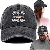She Says I'm a Compulsive Fishing Funny Printed Cotton Baseball Cap Adjustable Retro Washed Lightweight and Breathable Unisex, Retirement Birthday Gifts for Fishing Lover Grandpa Dad Husband Fisherman