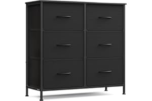 SONGMICS Dresser for Bedroom, Chest of Drawers, Steel, MDF, 6 Non-Woven Fabric Drawers, Storage Organizer Unit, Closet, Entry