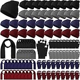 Suhine Winter Hat Scarf Gloves Set Warm Fleece Scarves Touch Screen Gloves Winter Knit Beanie for Women Men Donation Homeless