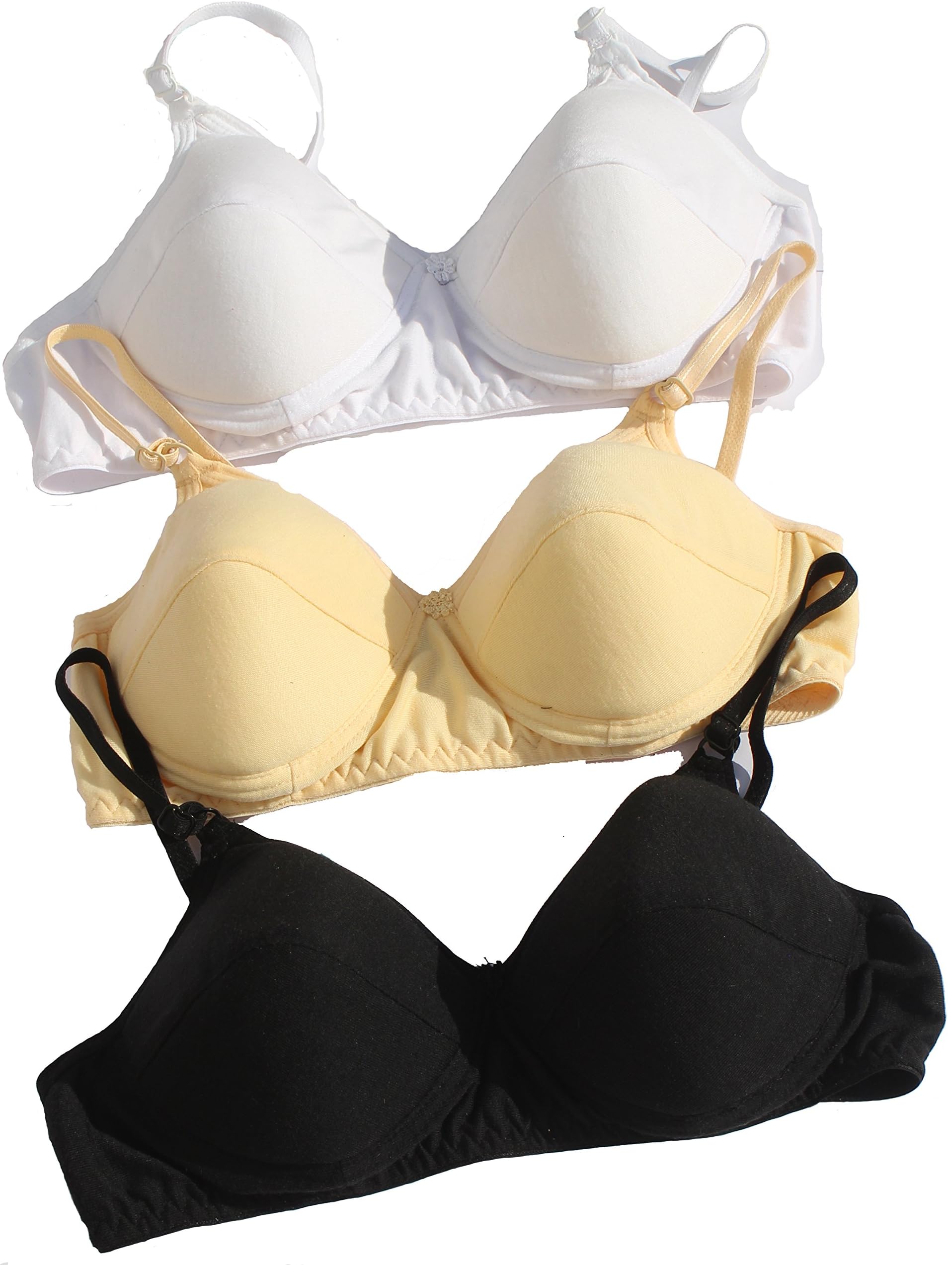 Tkeshto Women's Cotton Soft Padded Bra Pack of 3