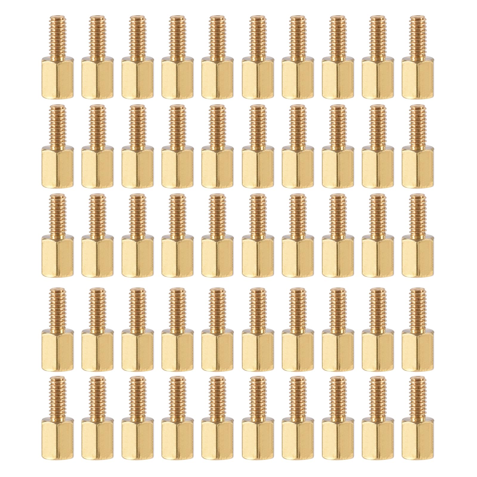 YOKIVE 50 Pcs M2.5 Standoff Screws, Brass Hex PCB Standoffs, Keep Height Consistent, Great for Motherboard (Gold Tone, 6mm+6mm)