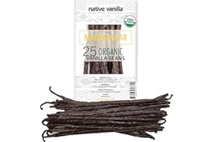 25 Organic Madagascar Vanilla Beans - Gourmet Grade A Premium Vanilla Pods - For Vanilla Extract & Baking - For Cooking, Desserts & More - 100% Vegan & Kosher - Non-GMO & Gluten-Free - Native Vanilla