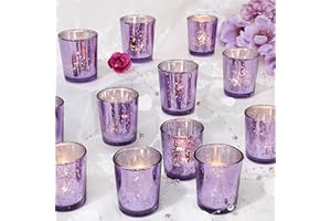 UPBUD Votive Candle Holders Set of 24, Speckled Mercury Perple Candle Holders for Wedding Centerpiece Table Decorations, Tealight Candle Holder for Party Bridal Shower Decor, Home Decor
