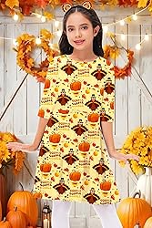 Kids Girls Thanksgiving Dress Pumpkin Half Sleeve