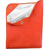 UST 20-PGR0010-08 Survival Blanket/Tarp 2.0 with Windproof and Waterproof Material for Emergency, Camping, Hiking and Outdoors, Orange