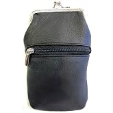 Women 100% Pure Leather Cigarette Case Lighter Match Pocket Zipper Coin Pouch -4 Color (Black)