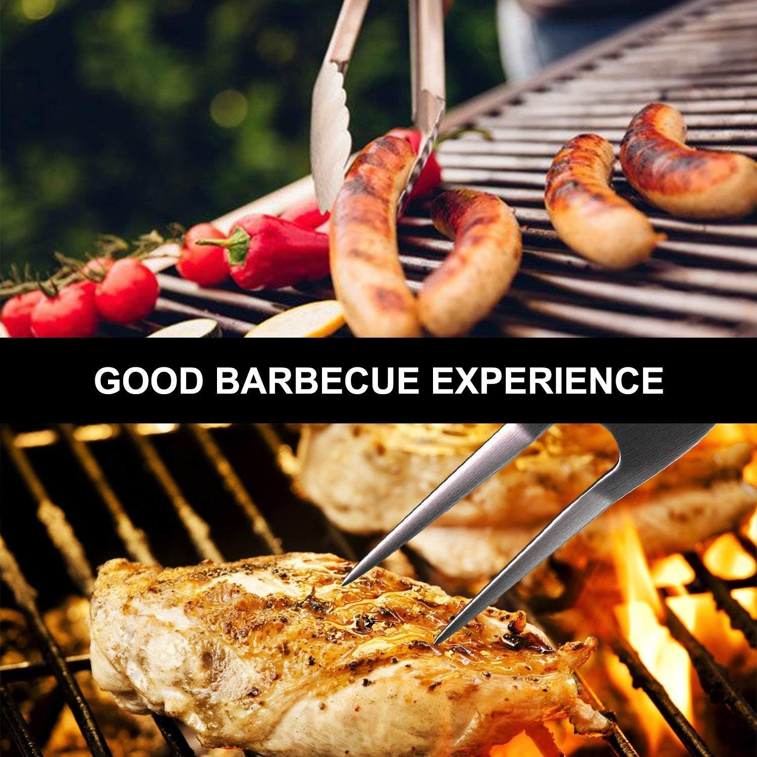 Rwm BBQ Grill Tool Set - Heavy Duty Extra Thick Stainless Steel Grill Utensil Set, Spatula, Basting Brush, Fork & Tongs Perfect BBQ Grilling Accessories, Gift Box Package : Garden & Outdoor