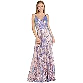 MORGAN AND CO. Juniors Long Sequined Dress W/V-Neck & Strappy Back