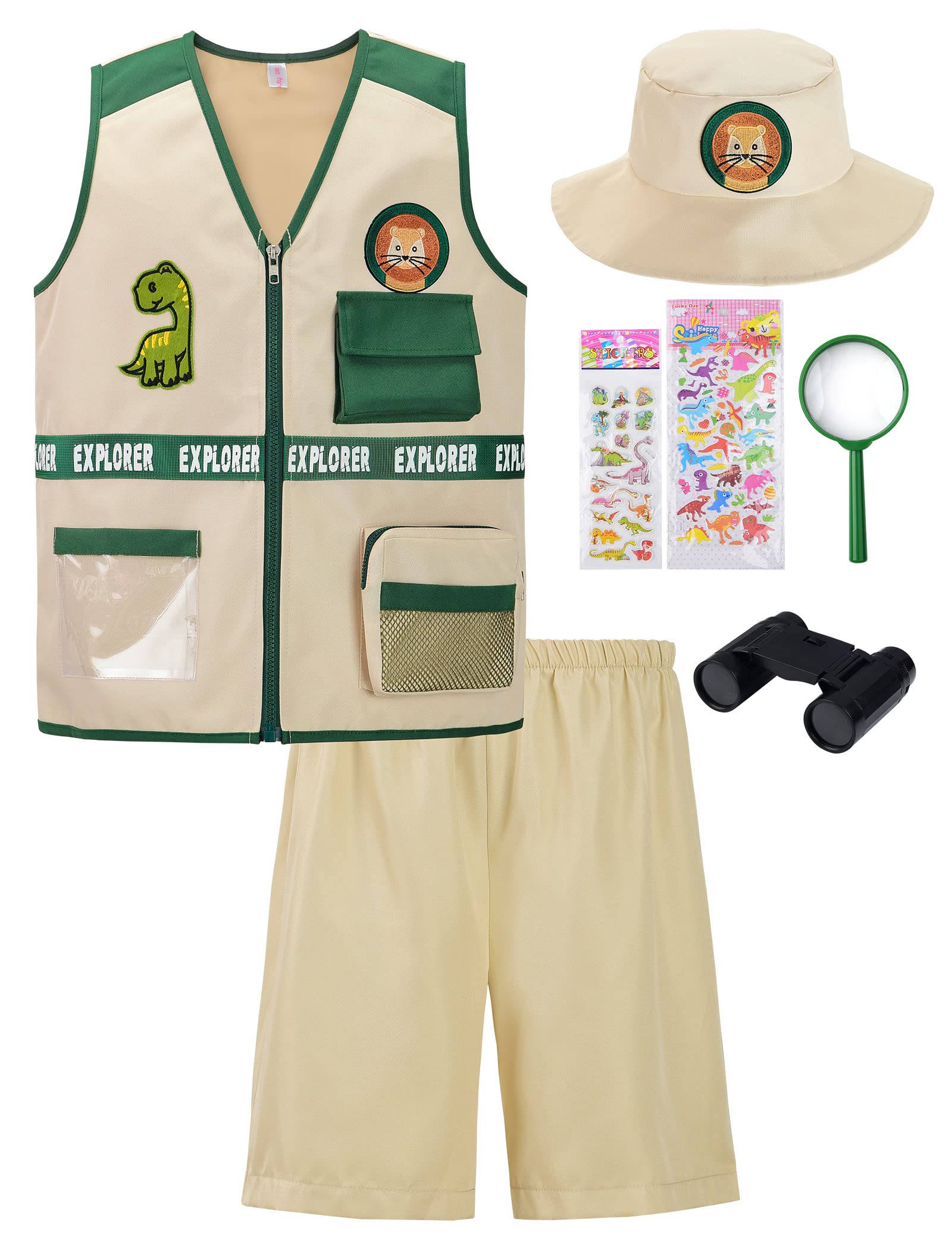 ReliBeauty Exploration Team Children's Costume Set, Halloween, Costume, Cosplay, Girls, Boys, Kids' Costume, Insect Observation Kit, Adventure Set, Camping, Christmas, Events, Parties, Birthdays,