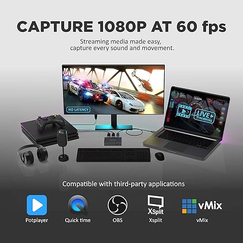 Pengo 4K PassThrough HDMI Video Capture Card 1080p60fps, Game