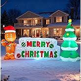 Joiedomi 10 FT Christmas Inflatable Gingerbread Man & Christmas Tree, Holiday Inflatable Outdoor Decoration with Build-in LEDs Blow Up for Xmas, Party Indoor, Outdoor, Yard, Garden, Lawn Décor