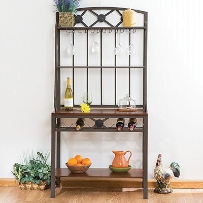 Wildon Home Nelson Baker's Rack with Wine Storage & Glass Holders