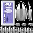 Soft Gel Nail Tips Short Oval, 600 PCS Pre Buff Full Cover Shaped Nail Extenison Tips Half Matte Gel X Nail Tips Acrylic False Nail Tips BORNBYME