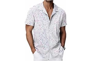 Mens Hawaiian Shirt for Men Short Sleeve Button Down Shirts:Tropical Floral Beach Blouses Vacation Summer Casual Tee