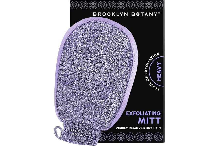Brooklyn Botany Exfoliating Mitt for Bath and Shower – Heavy Duty Exfoliating Body Scrubber for Massage and Dead Skin Remover for Body – 1 Mitt