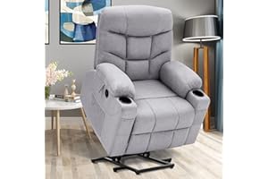 CDCASA Power Lift Recliner Chair for Elderly with Heated Vibration Massage, Fabric Electric Power Recliner Chairs for Seniors, Side Pockets,Cup Holders, USB Ports, Remote Control, Gray