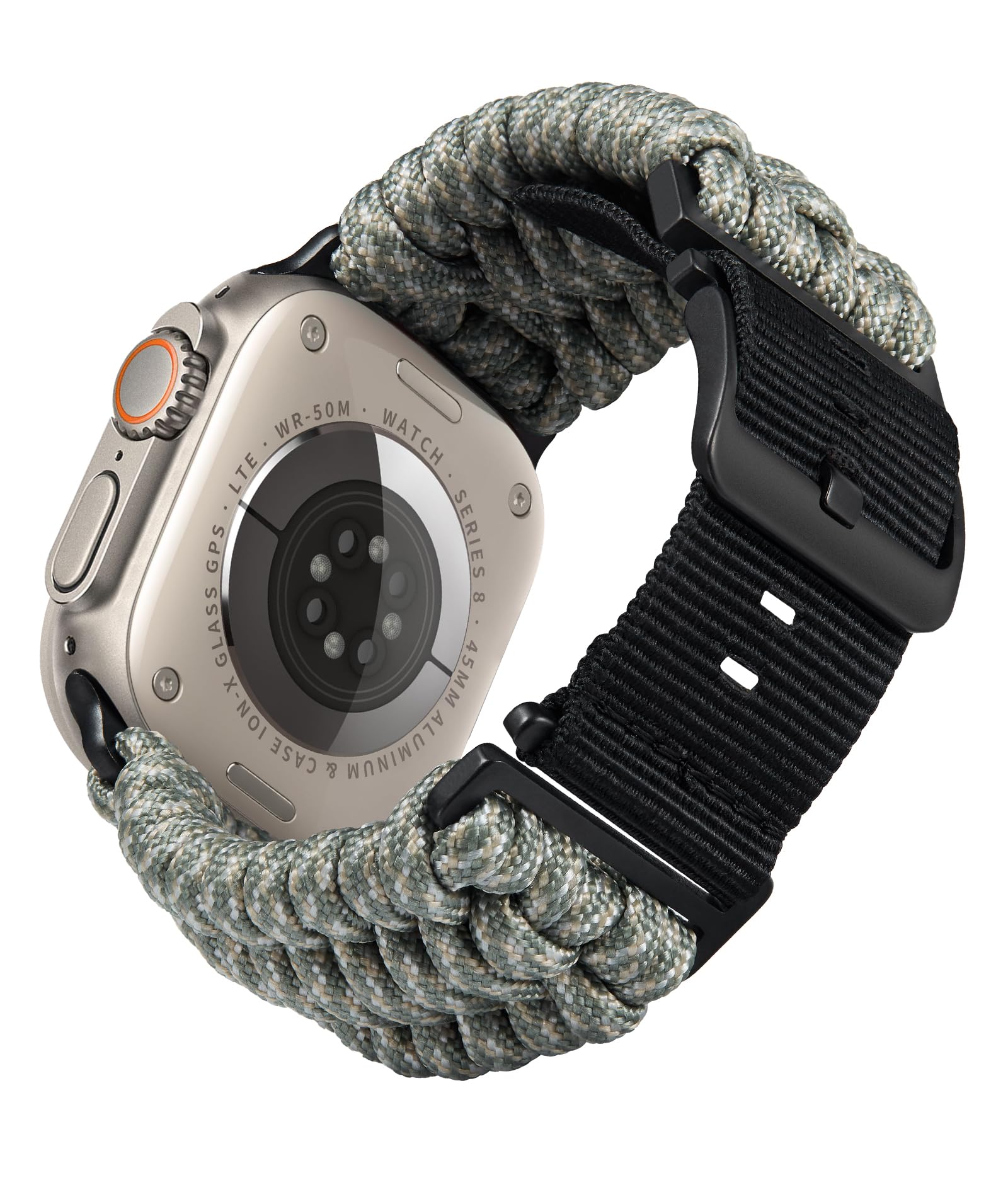 BINLUN Compatible with Apple Watch Strap 49mm 46mm 45mm 44mm 42mm, Military Braided Paracord Nylon Replacement Sport Band Fit for iWatch Ultra3 Ultra2 Ultra SE3 Series 11/10/9/8/7/SE2/SE/6/5/4/3/2/1