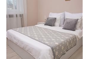 SAOL Bed Scarf Knitted Soft Sofa Throw Bed Runner Couch Cover Wool Blend Decorative Blanket (Grey, Queen - 80" x 32")