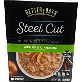 Better Oats Steel Cut Oats with Flax, Apples and Cinnamon, 10 Pouches (Pack of 2)