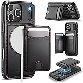 BOXDXB Compatible with Magnetic for iPhone 17 Pro Max Wallet Case, Upgraded 2-in-1 Detachable Kickstand Case, RFID Blocking PU Leather Protective Shockproof Cover & Card Holder for Women Men, Black