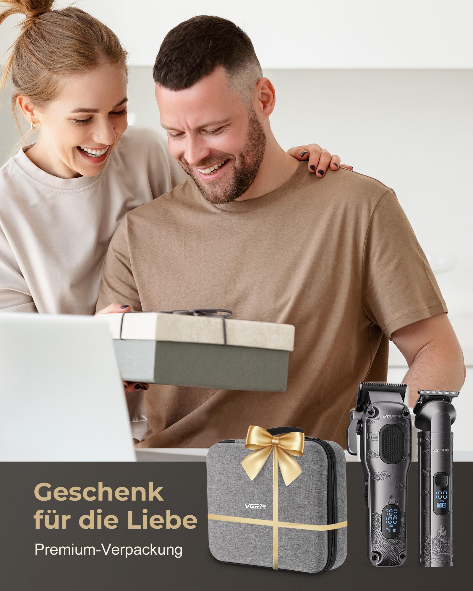 VGRPRO Haarschneidemaschine für Männer Professionell, Kabellose Haarschneidemaschine profi zum Haareschneider, Haarschneider Herren und Trimmer Set, Elektrischer Trimmer Herren mit Paket Box(Gray) 7