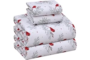 RUVANTI Flannel Sheets Queen Size - 100% Cotton Double Brushed Bed Sheets, Deep Pockets 16 Inches Queen Sheet Set, All Season