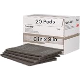 3M Scotch-Brite Ultra Fine Grade 7448 Hand Pad, Pack of 20, 6 in x 9 in Hand Pads, Nonwoven Silicon Carbide, Surface Preparation, Scuffing, and Cleaning, Gray
