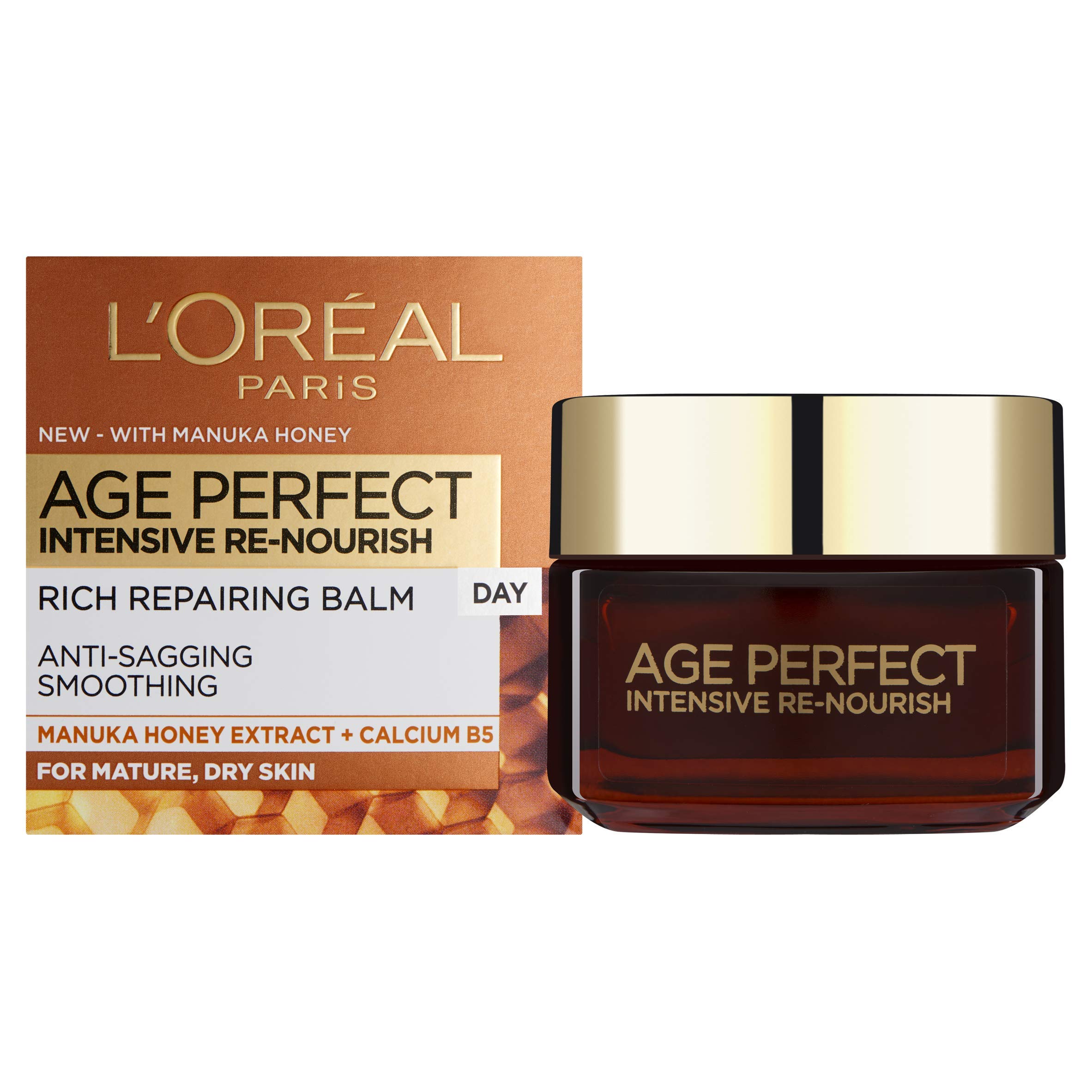 L'Oreal Paris Age Perfect Intensive Renourish Manuka Honey Day Cream, Deeply Nourishes & Replenishes Mature & Dry Skin, Skin feels Soothed & Appears Radient, 50ml