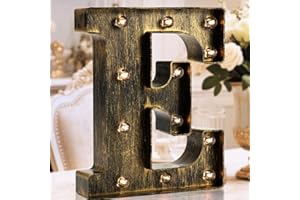 OYCBUZO Golden Black Led Marquee Letter - Industrial, Vintage Style Light Up Alphabet Letter Sign for Cafe Wedding Birthday Party Christmas Lamp Home Bar Initials Decor - E