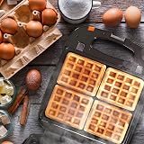 Duronic WM60 Waffle Maker 1200W Non Stick Plates 4 Waffles Croffles Belgian view 3