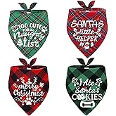 4 Pack Merry Christmas Dog Bandanas Classic Stylish Plaid Xmas Dog Christma Bandana Pet Scarf Bibs Gift Set Dogs Bandanas Chr
