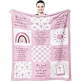 Muxuten Baptism Gifts for Girl, Baptismal Gift Blanket 40"x50", Christening Favors Present, Best Baptism Gift for Girls, Christian Religious Bible Catholic Gift Ideas Throw Blankets