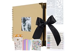 ASYOUWISH OLAI Scrapbook Photo Album, DIY Craft Paper Photo Book 80 Pages, DIY Handmade Album Scrapbook Set, Records Anniversary, Wedding, Graduation, Travelling, Contains Metal Pen- Kraft