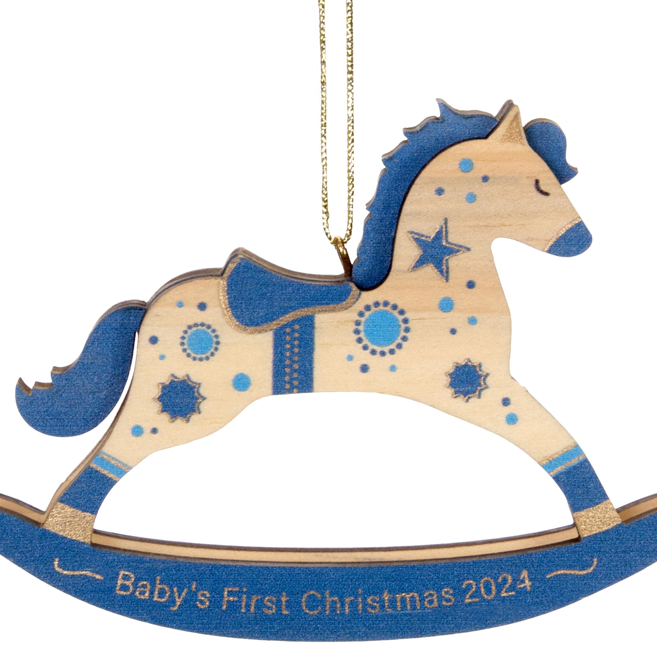 Hallmark Keepsake Christmas Ornament 2024, Baby Boy's First Christmas Rocking Horse 2024, Wood, Baby Shower Gifts