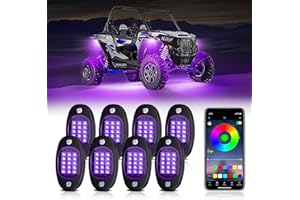 8 Pods RGB LED Rock Lights Kit with APP Control, Multi-Color 175° Beam Angle Car Underglow Lights for Trucks, Waterproof Musi