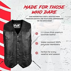 HWK Leather Motorcycle Vest for Men and Women with
