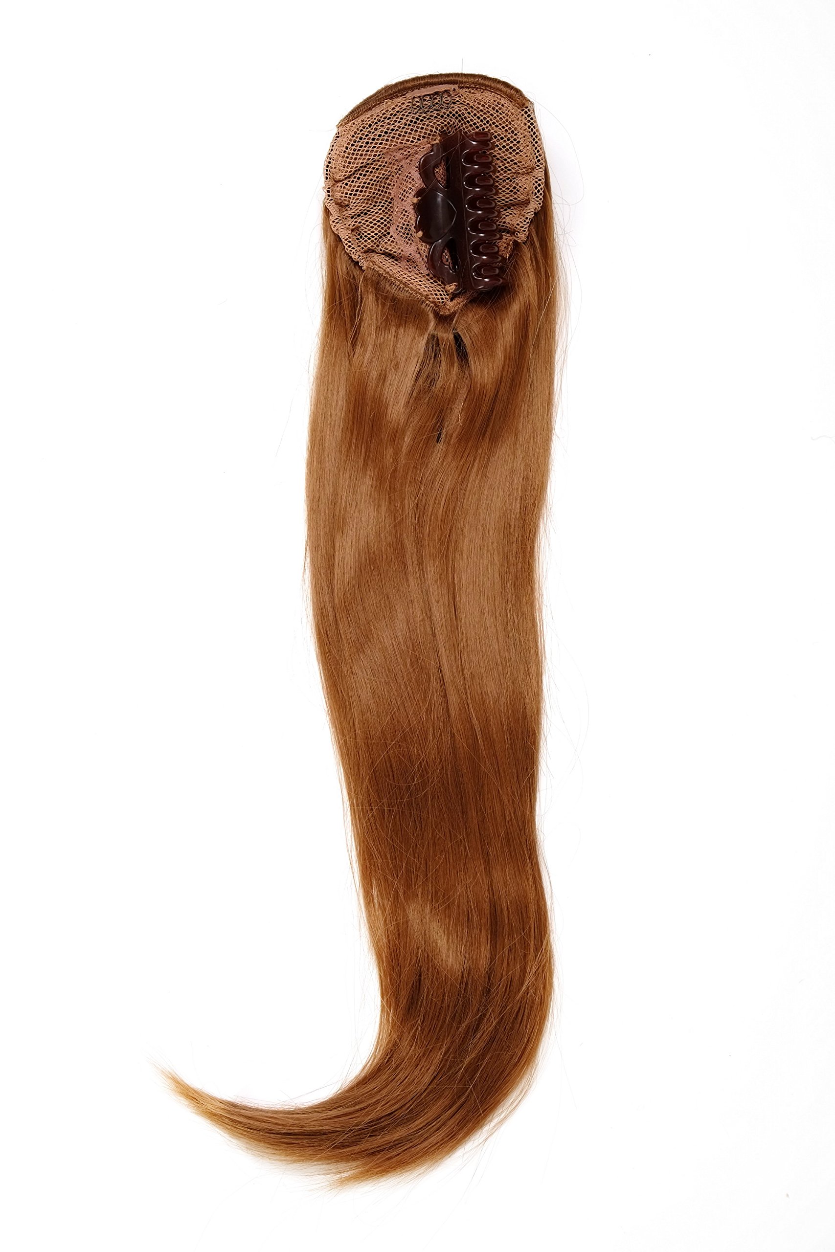WIG ME UP WK06-30 Hairpiece ponytail with micro clamp, combs and elastic draw string straight voluminous very long copper brown 23inch