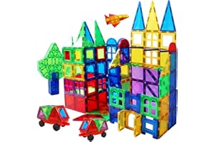 MAGBLOCK Magnetic Tiles Building Blocks 130 Pcs Magnet Tiles for Kids Ages 4-8 Magnetic Toys for Boys and Girls Ages 8-10