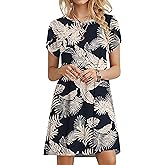 MOLERANI Summer Dresses for Women 2025 Casual T Shirt Crewneck Petal Sleeve Swing Vacation Dress with Pockets